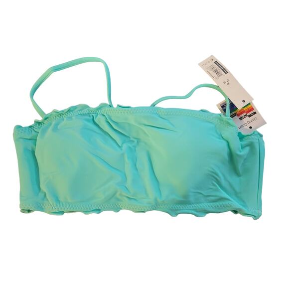 NWT No Boundaries Teal Ruffle Bandeau Bikini Top - M - Picture 1 of 5